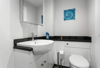 The bathroom provides the perfect space to get ready for an evening in sound.