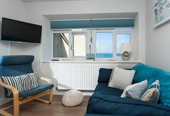 The sofa is ideal for snuggling up on after a fun-packed day exploring St Ives!