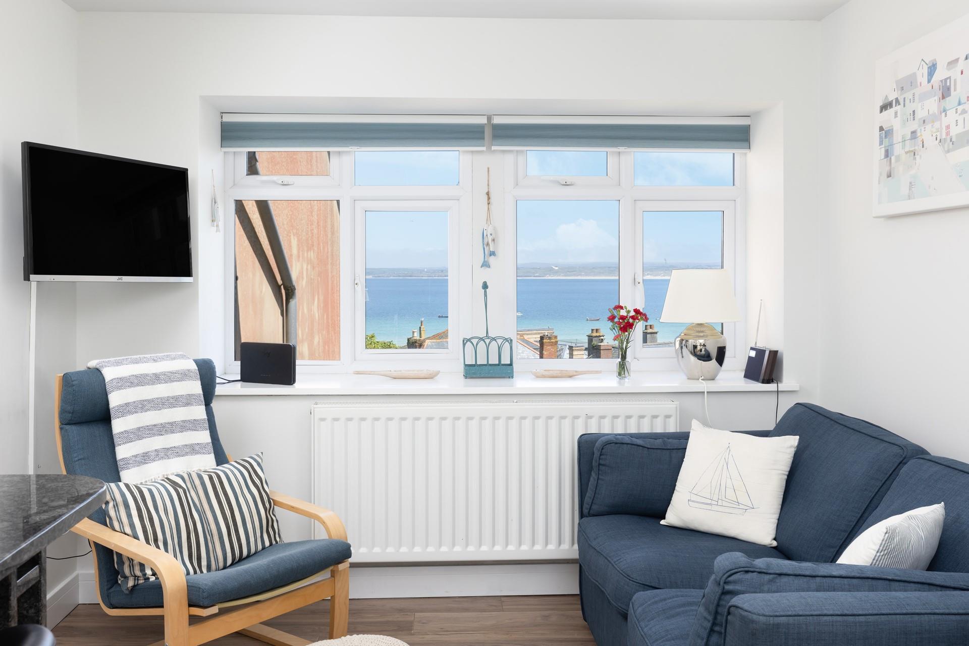 The sofa is ideal for getting cosy on after a fun-packed day exploring St Ives!