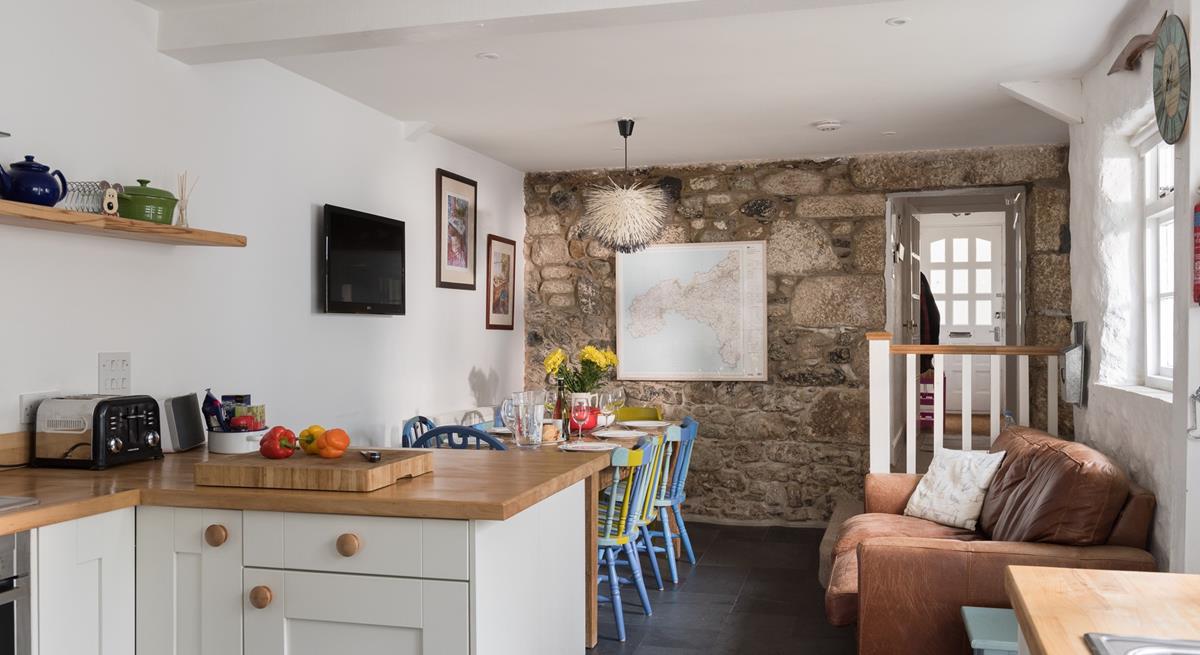 Traditional walls keep the history alive in this cottage.