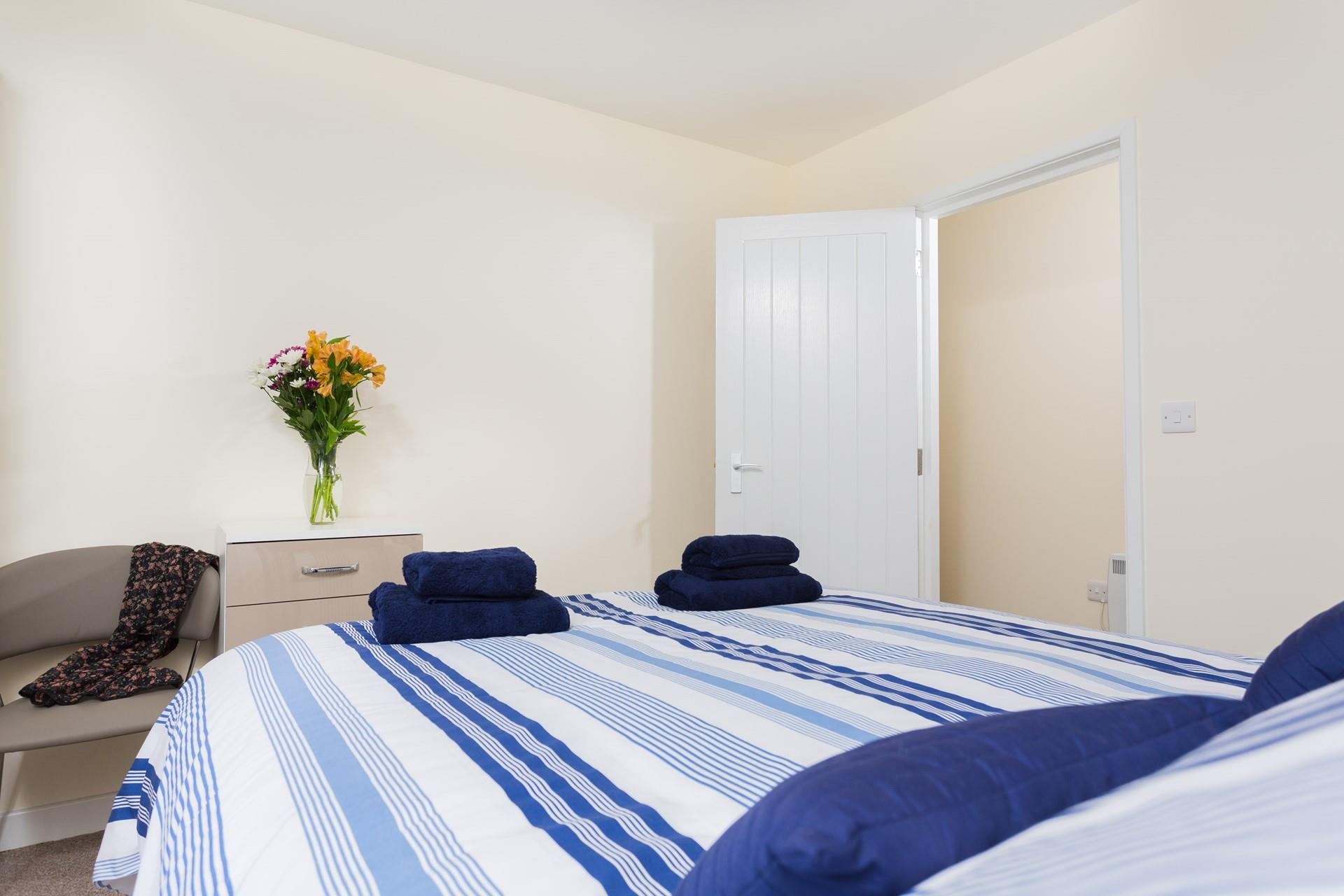 Fluffy towels await after a morning shower.