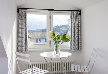 Enjoy morning pastries in the top floor bedroom with views across St Ives' rooftops.