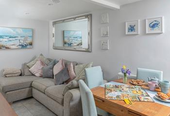 The living area is beautifully decorated with a homely feel.