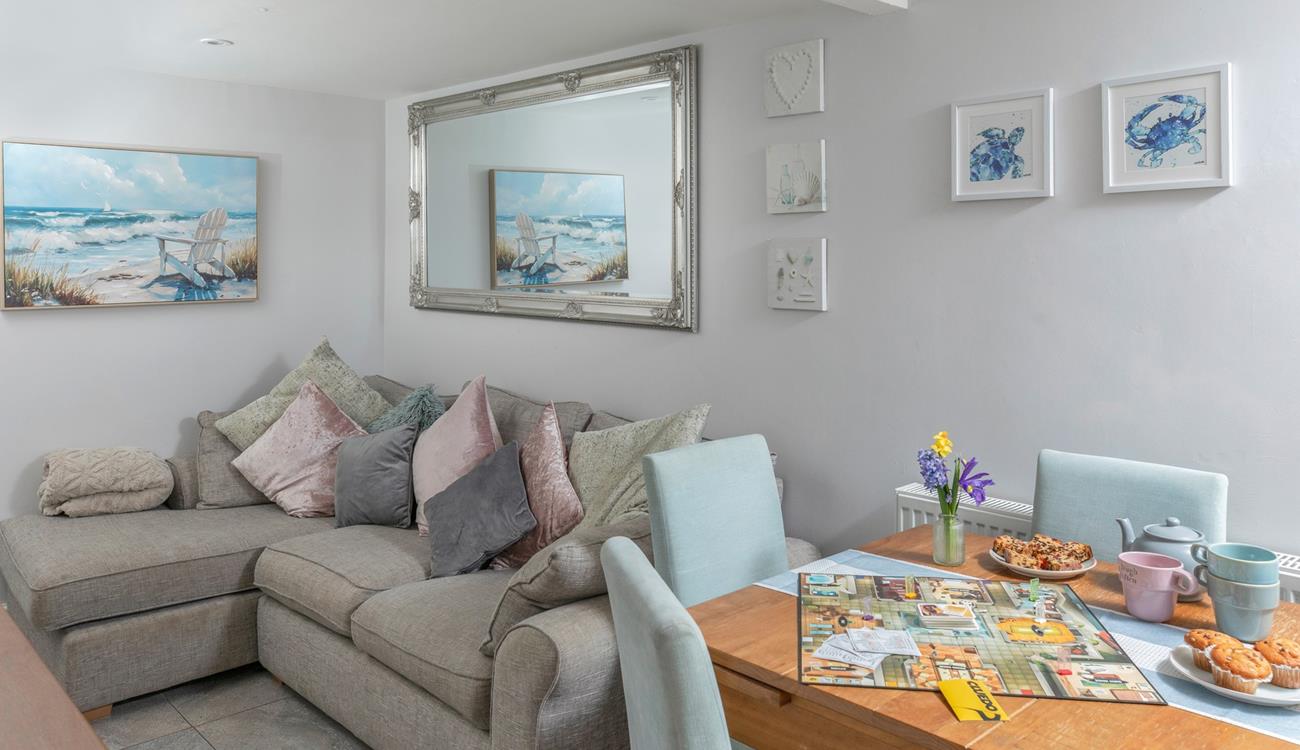 The living area is beautifully decorated with a homely feel.