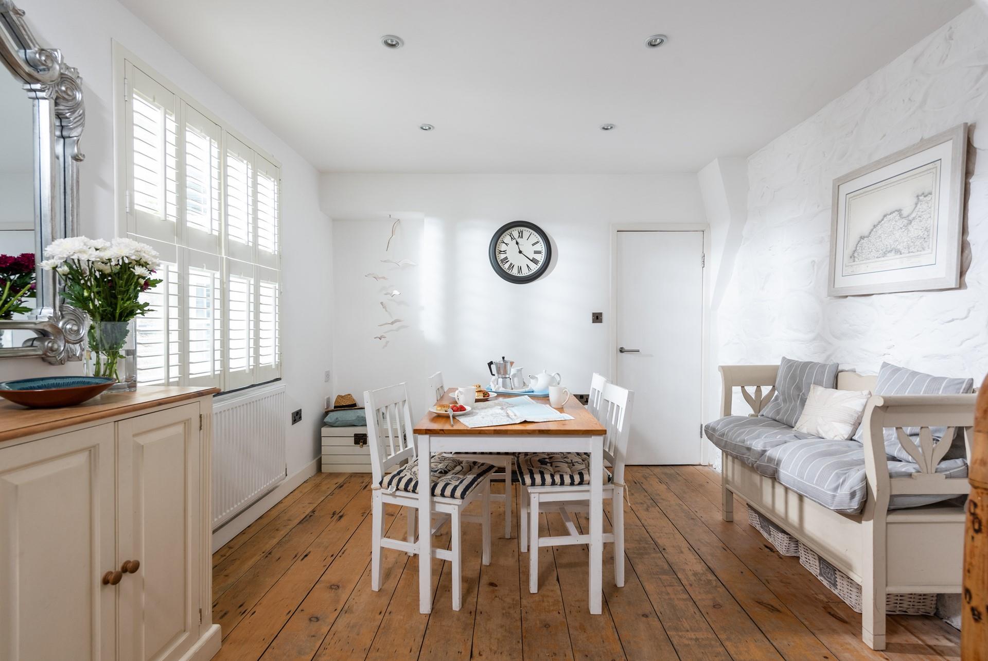 Light and bright, the dining area is a great space to enjoy a hearty breakfast before heading out for the day.