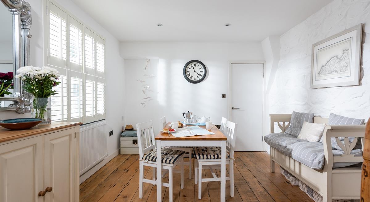 Light and bright, the dining area is a great space to enjoy a hearty breakfast before heading out for the day.