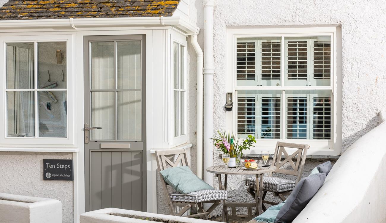 Start the day with an alfresco breakfast in the front courtyard.