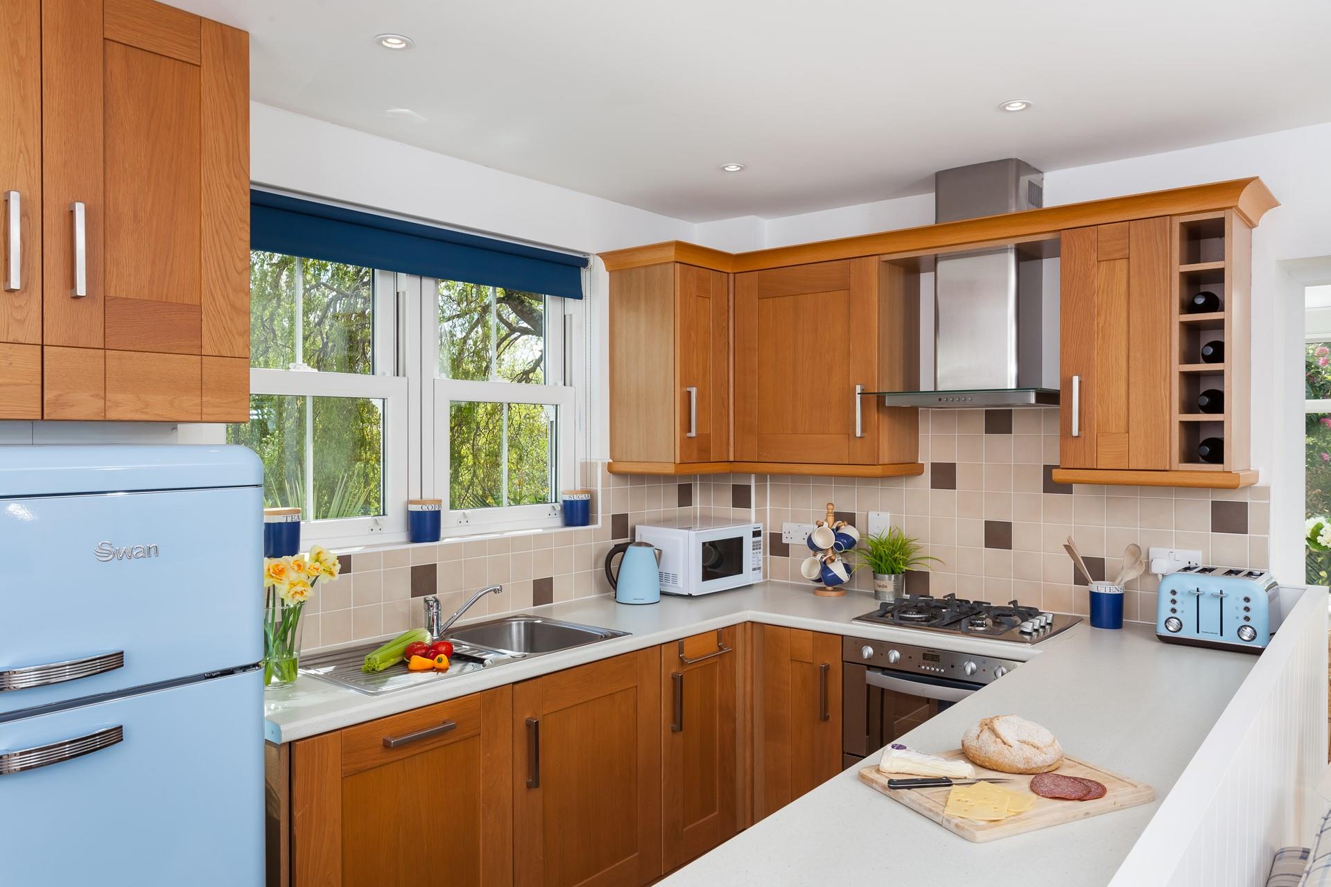 The kitchen is fully equipped for those wanting to dine in.