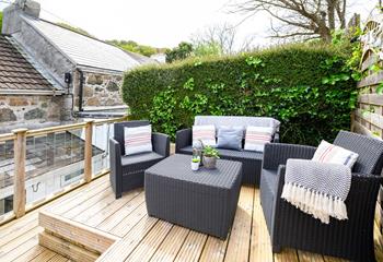 The decking area is perfect for soaking up the last of the sun and enjoying a glass of your favourite chilled drink.