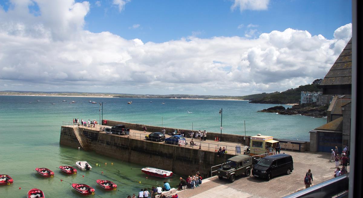 Far-reaching views from the living room over the harbour towards Hayle.