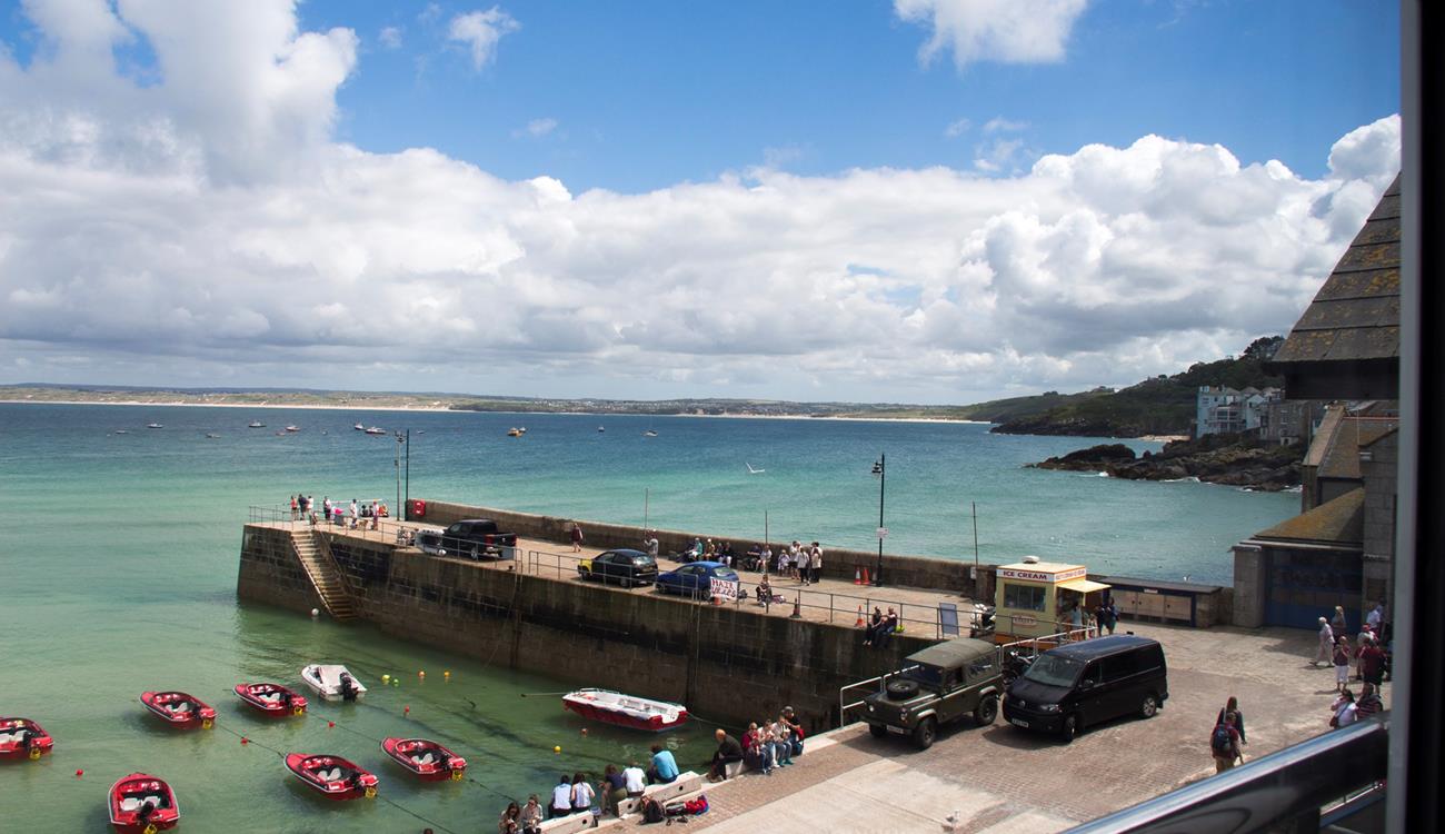 Far-reaching views from the living room over the harbour towards Hayle.