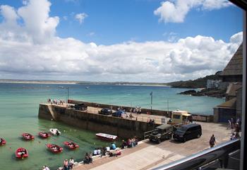 Far-reaching views from the living room over the harbour towards Hayle.