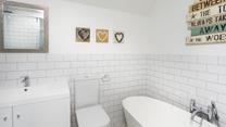The modern bathroom is perfect for getting ready in the evenings to go out and explore the town.