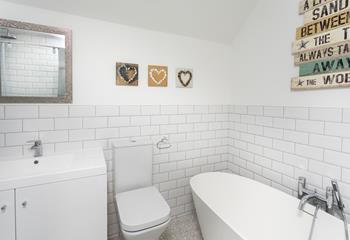 The modern bathroom is perfect for getting ready in the evenings to go out and explore the town.