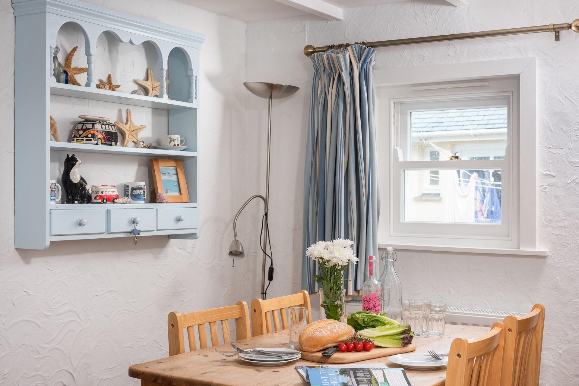 Traditional furniture and quirky decor create a welcoming feel.