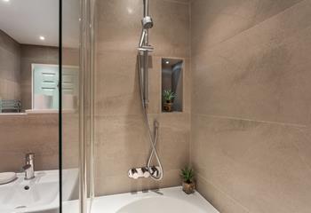 Wash off your sandy toes in the shower ready for a cosy evening in.