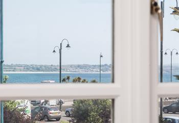 Views from the bedrooms across Mounts Bay towards Marazion. 