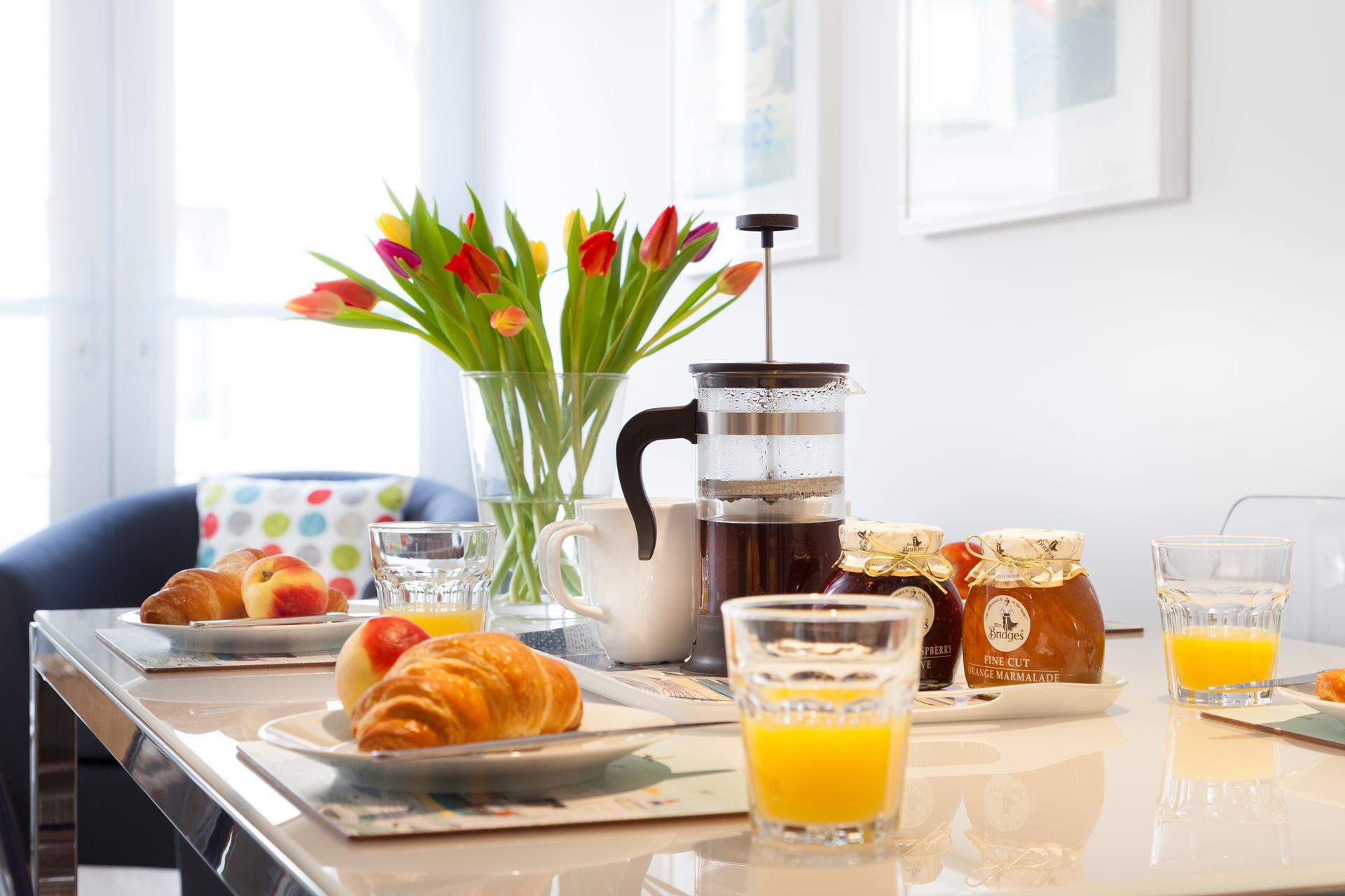 Treat yourself to a sweet breakfast of locally purchased pastries.