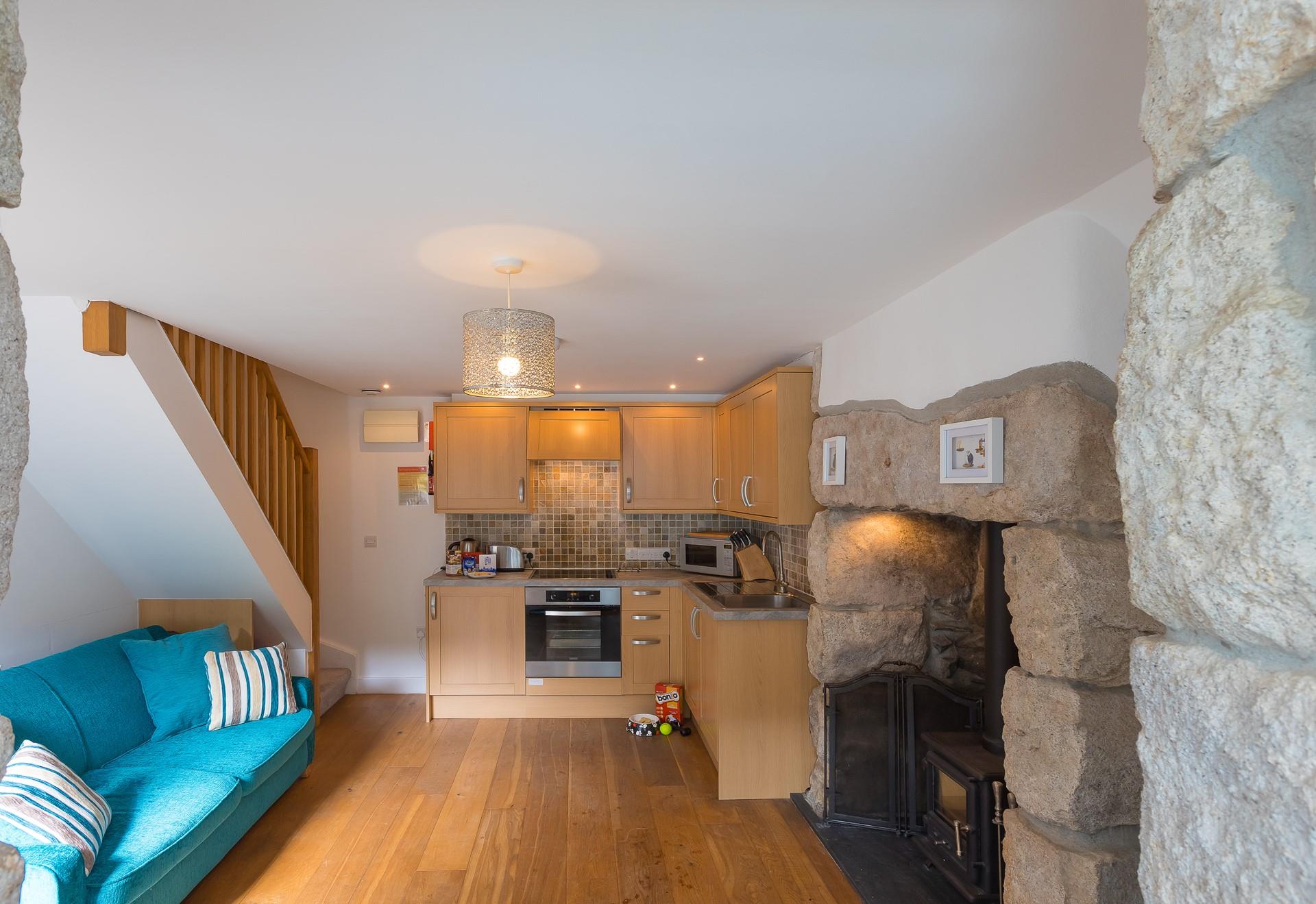 The kitchen has everything you need to cook a delicious meal for two. 