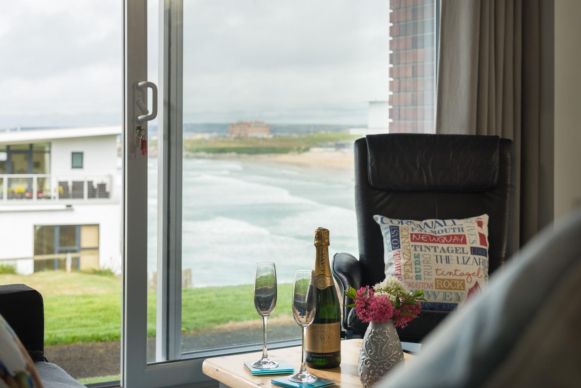 Crack open a bottle of bubbles and indulge in the sea views!