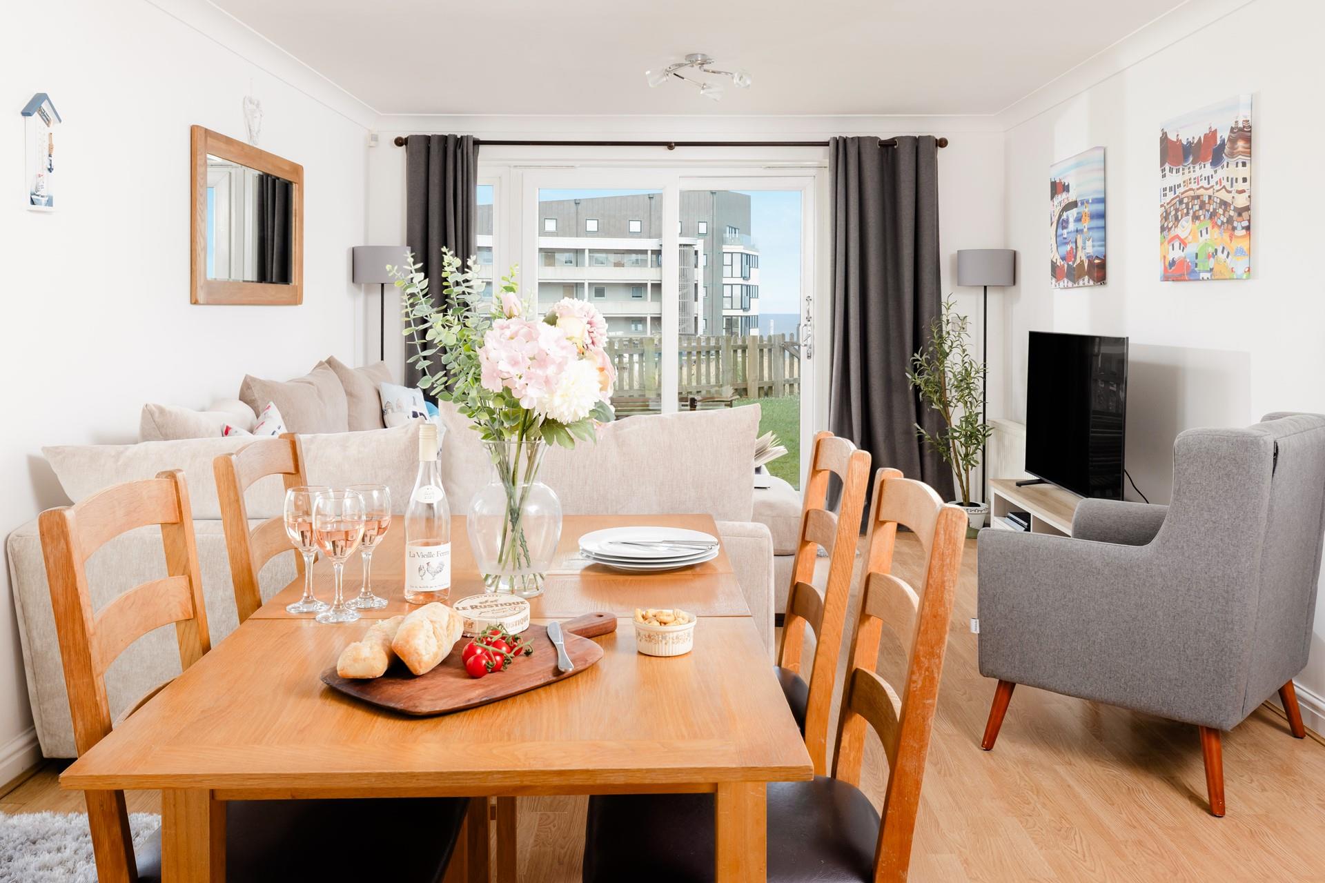 The doors lead to the communal outside area and are great for letting fresh air flow through the apartment. 
