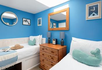 Bedroom 2 has built-in twin beds, suitable for children only.