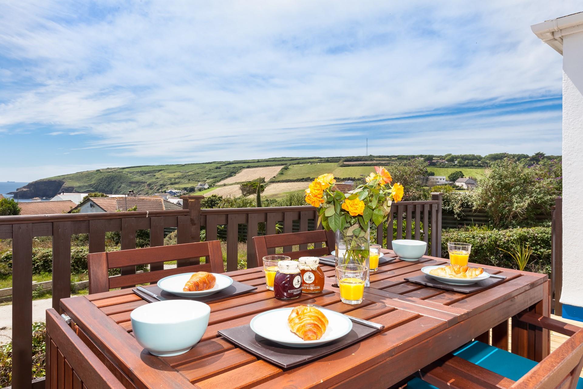 Beach Break has a private decking situated at the front of the house with outstanding views over Praa Sands.
