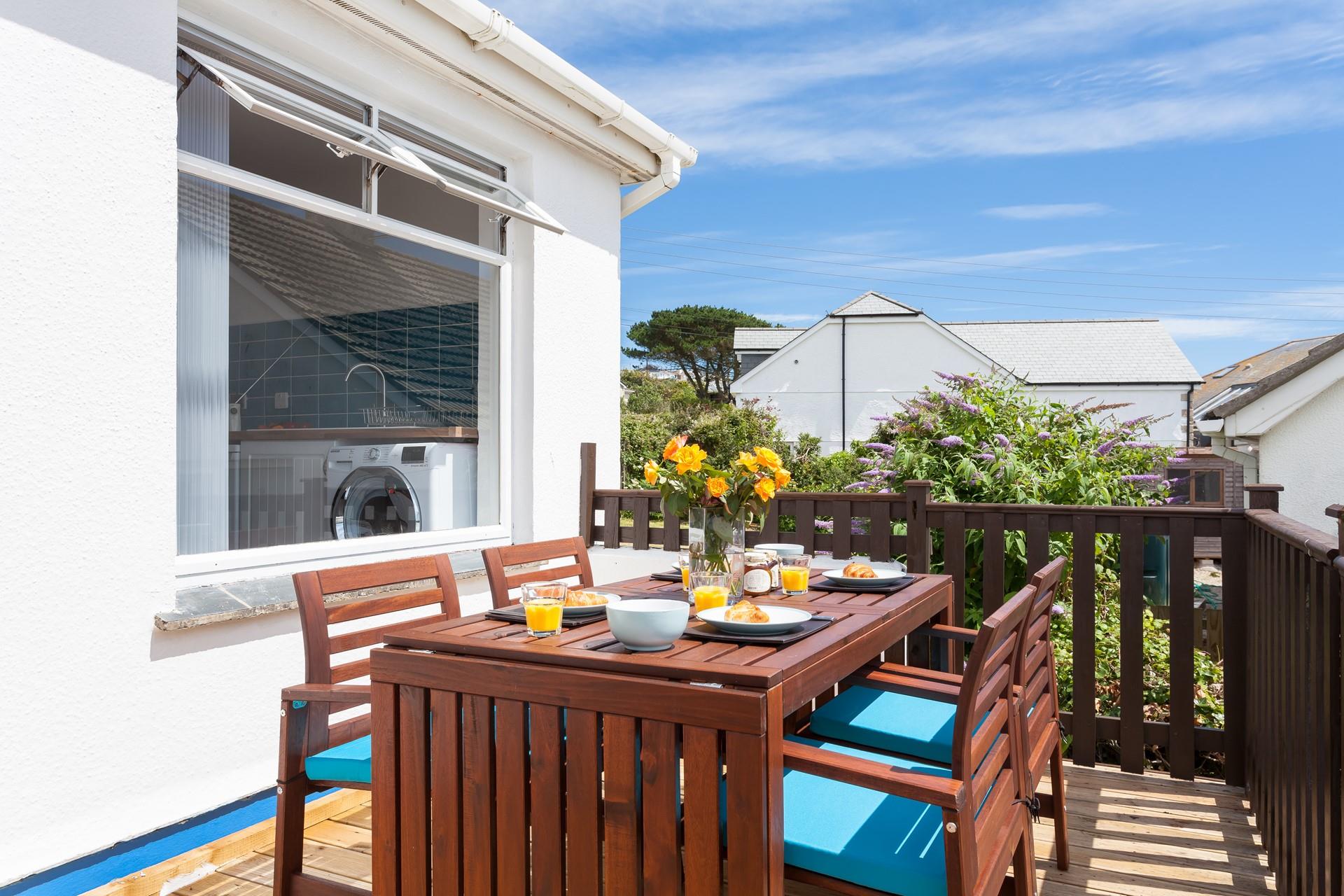 On sunny mornings, soak up the sun and start your day with breakfast on the decking.