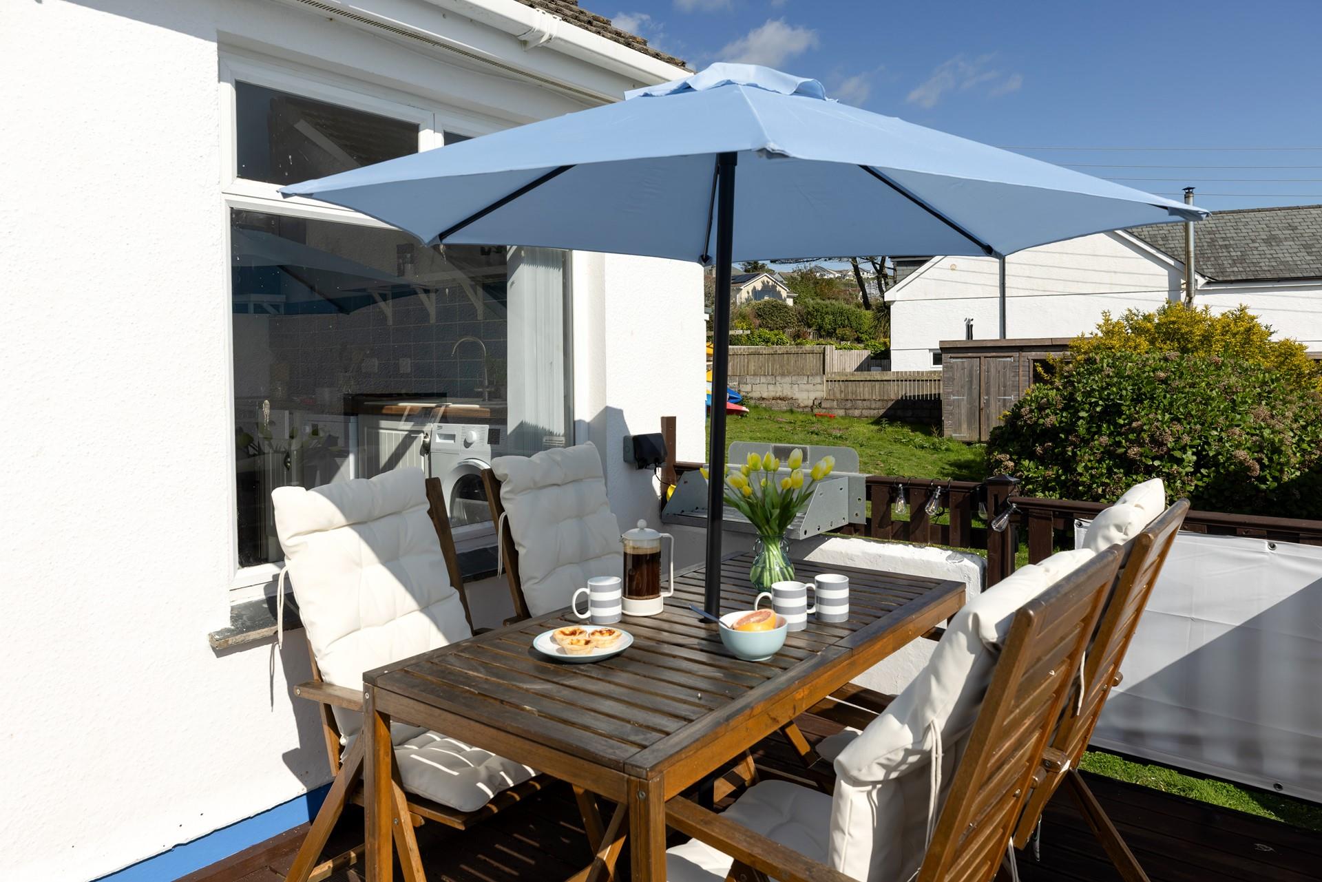On sunny mornings, soak up the sun and start your day with breakfast on the decking.