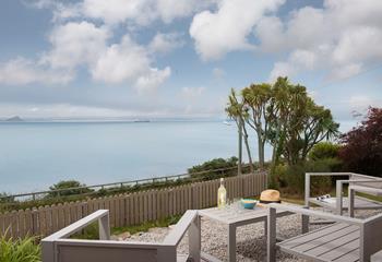 Sit and enjoy the far-stretching sea views from the front of Resoon.
