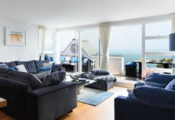 Sumptuous sofas are strategically positioned to make the most of the far-reaching views.