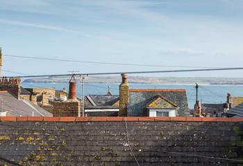 The pretty view across the rooftops and onto the ocean.