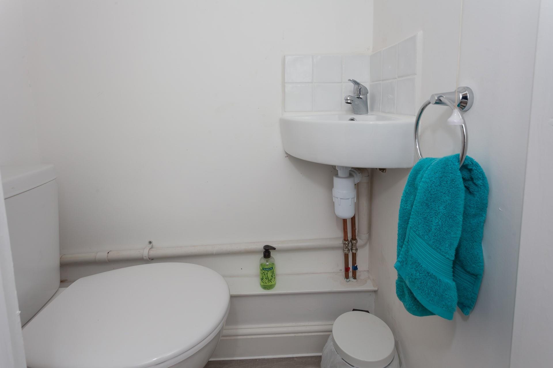 The cloakroom has an additional WC and basin.