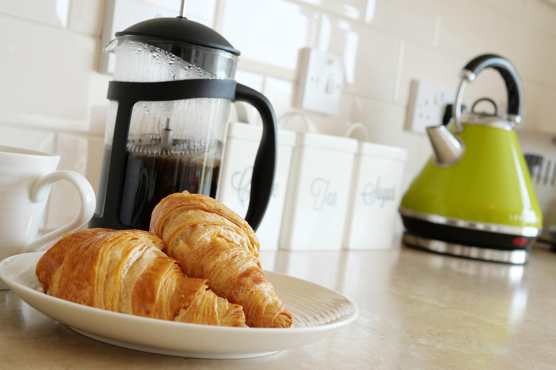 Start the day with warm pastries and fresh coffee.