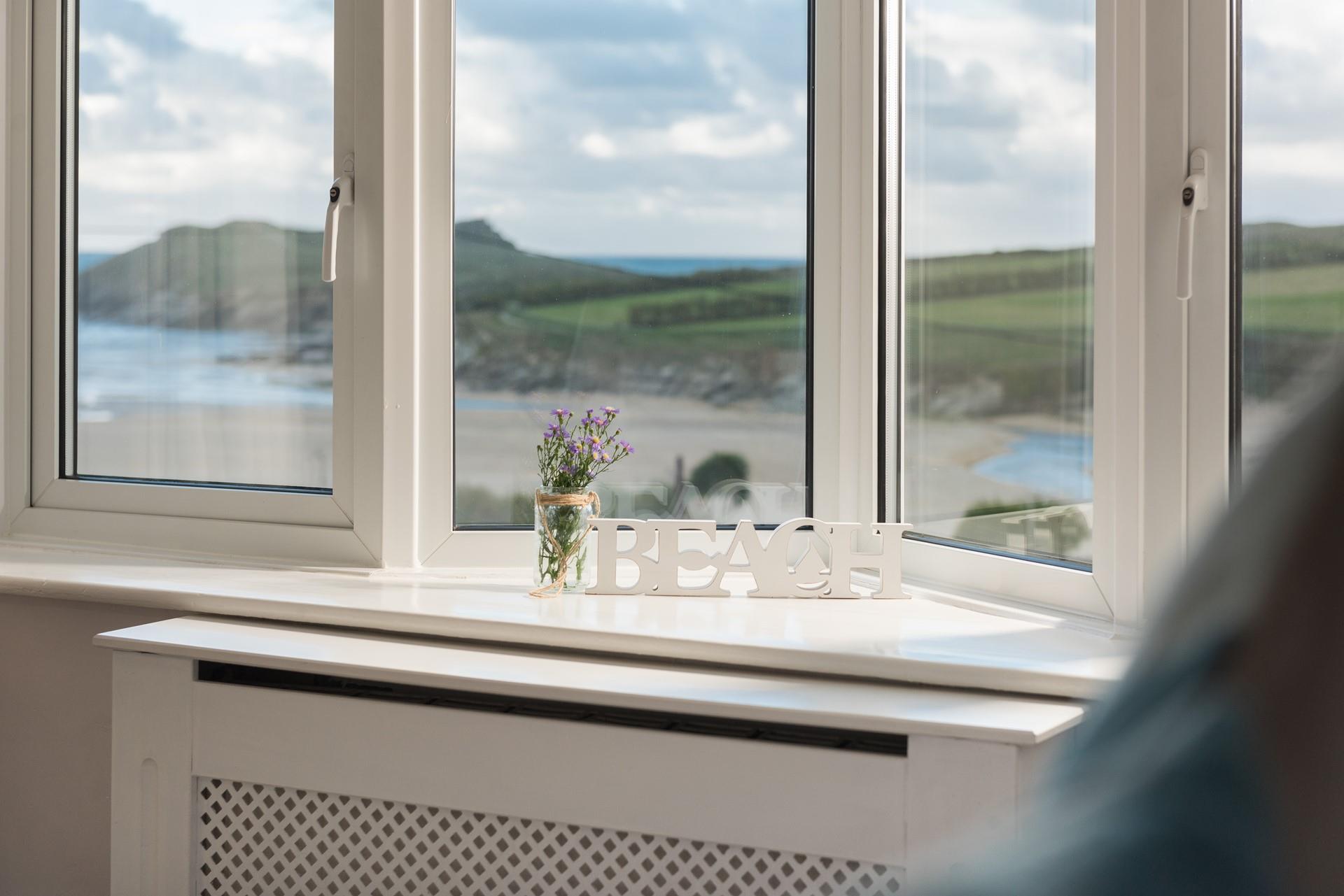 Direct views of Porth and the surrounding headland.