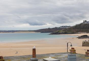 Bedroom 3 offers stunning view across Porthminster beach.