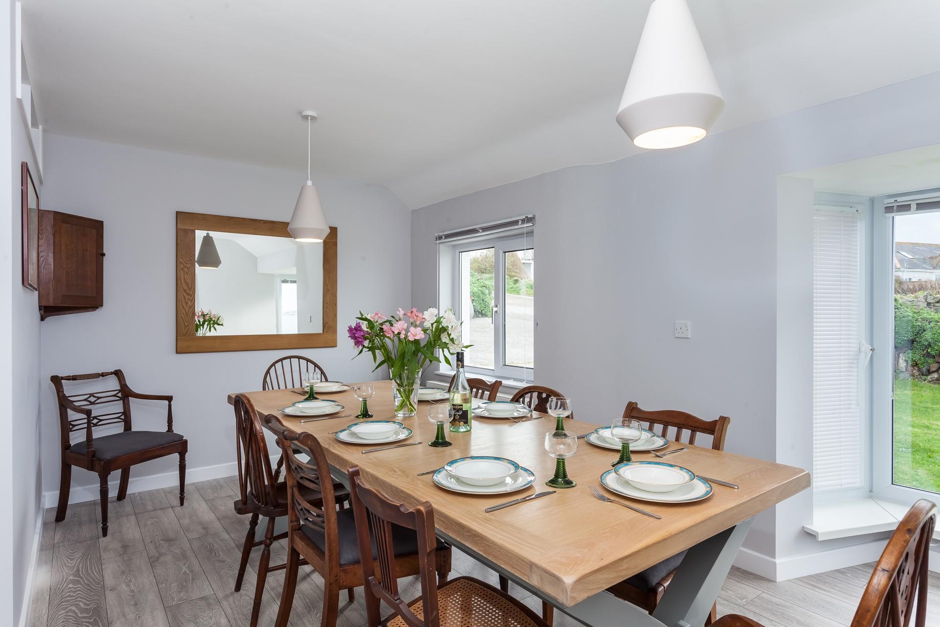 Gather around the table for a family dinner, this cottage can sleep up to 10 people so you can have a family get together in Cornwall.