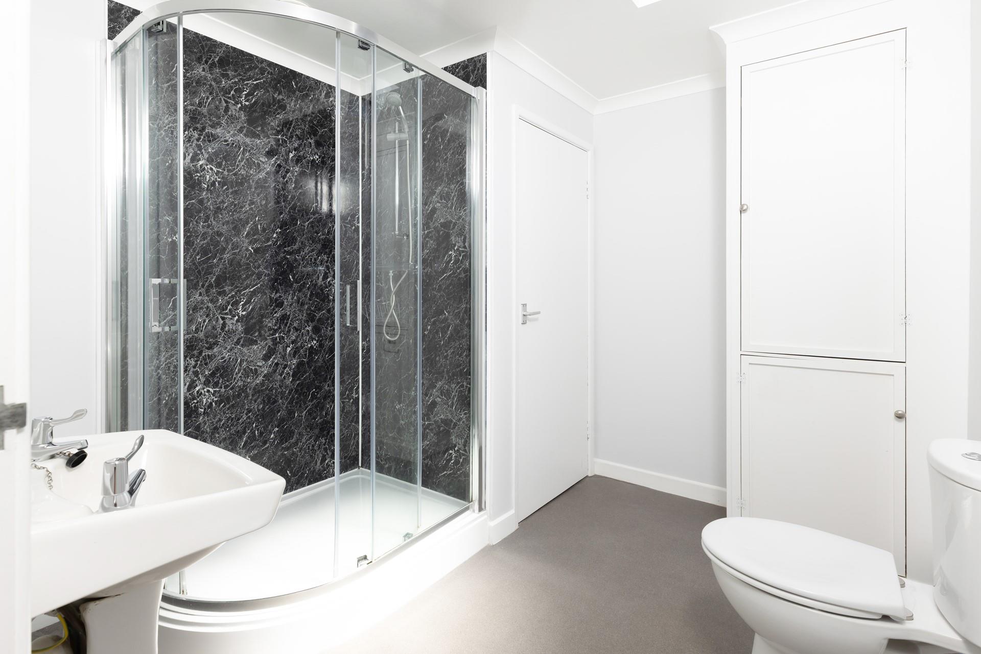 Step into the spacious shower and start your day with an invigorating rinse!