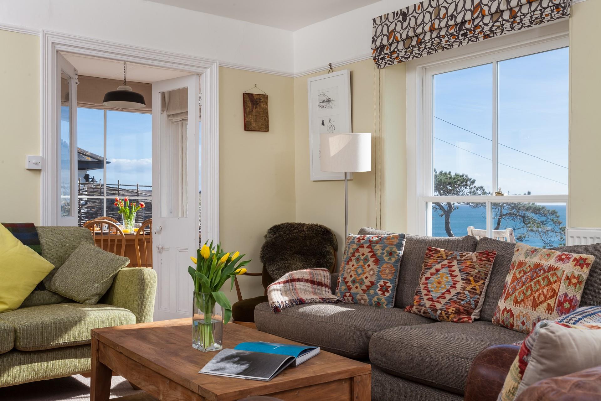 Earthy tones and textures dominate the lounge, creating a cosy yet airy space; perfect for any time of the year!