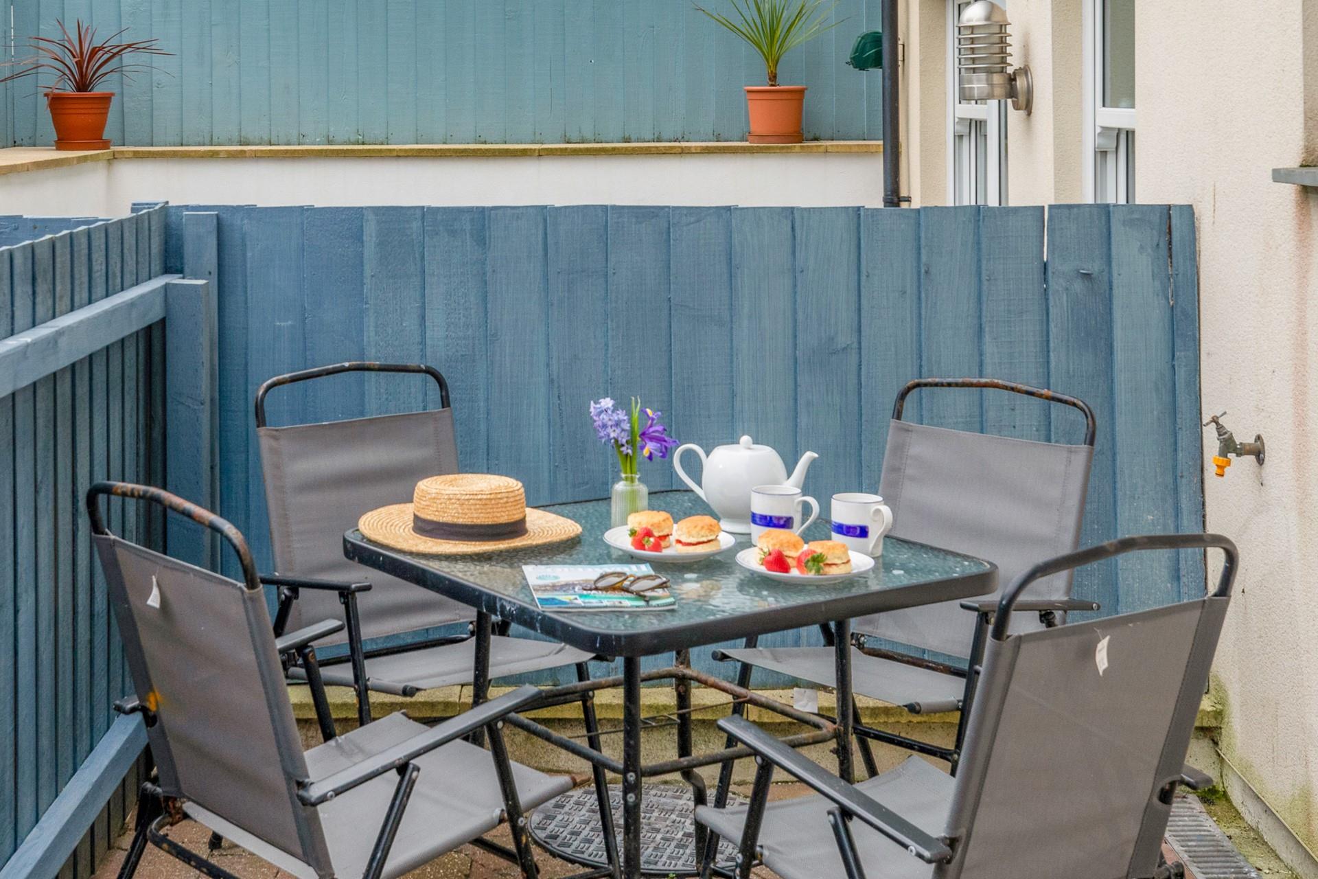The outside space is ideal for al fresco dining in the summer sunshine.