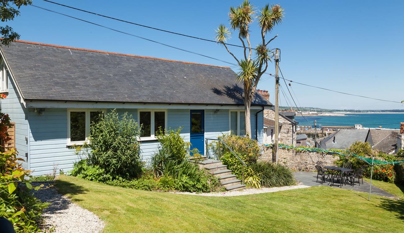 This chalet-style home offers sea views across to St Michael's Mount.
