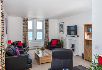 The sitting room is a bright and colourful space to relax in the evenings.