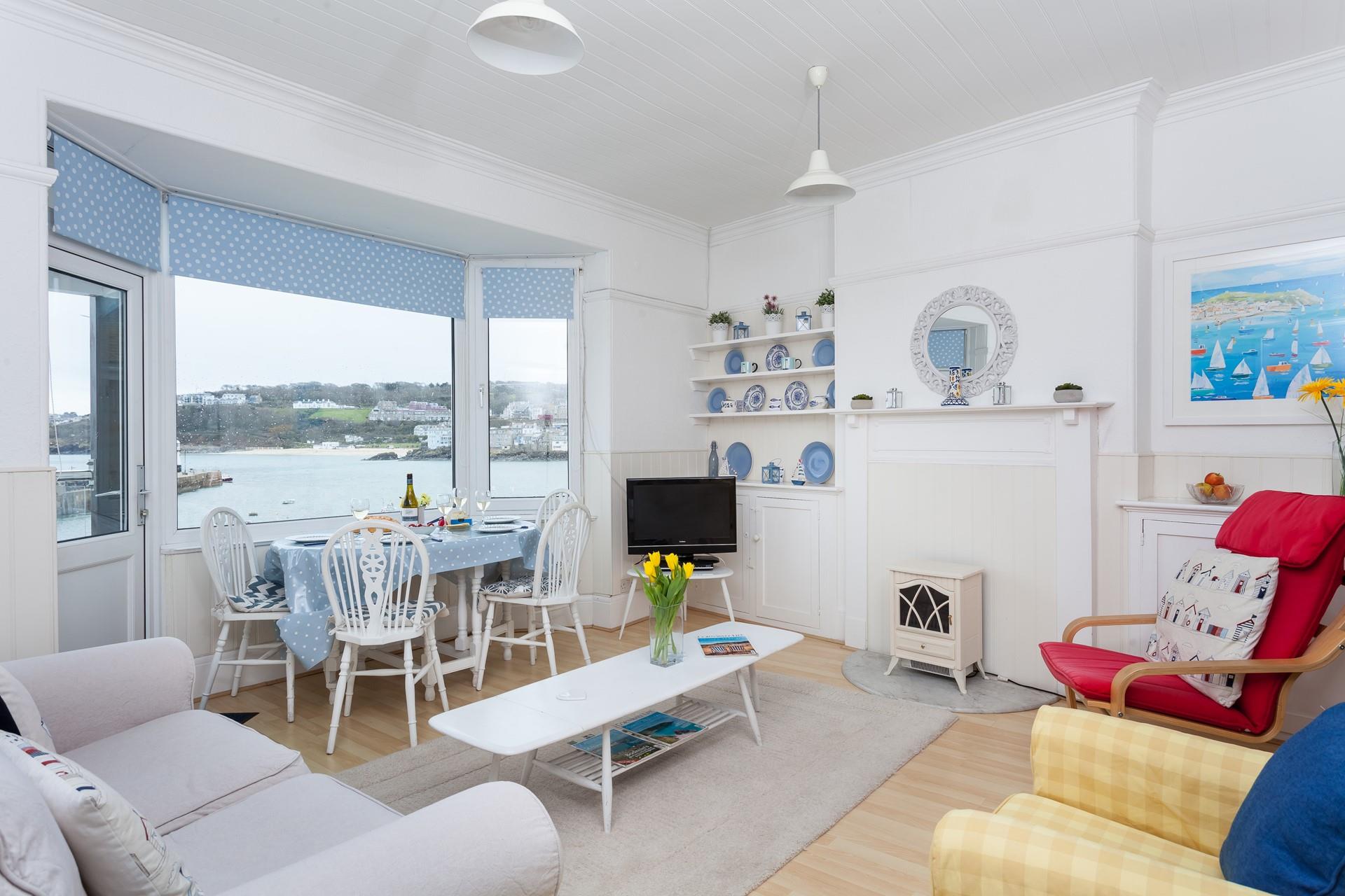 Enjoy breakfast with a view staring out at the boats bobbing in the harbour.