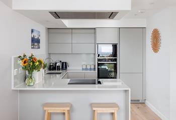 The modern kitchen is well equipped for cooking up a storm.