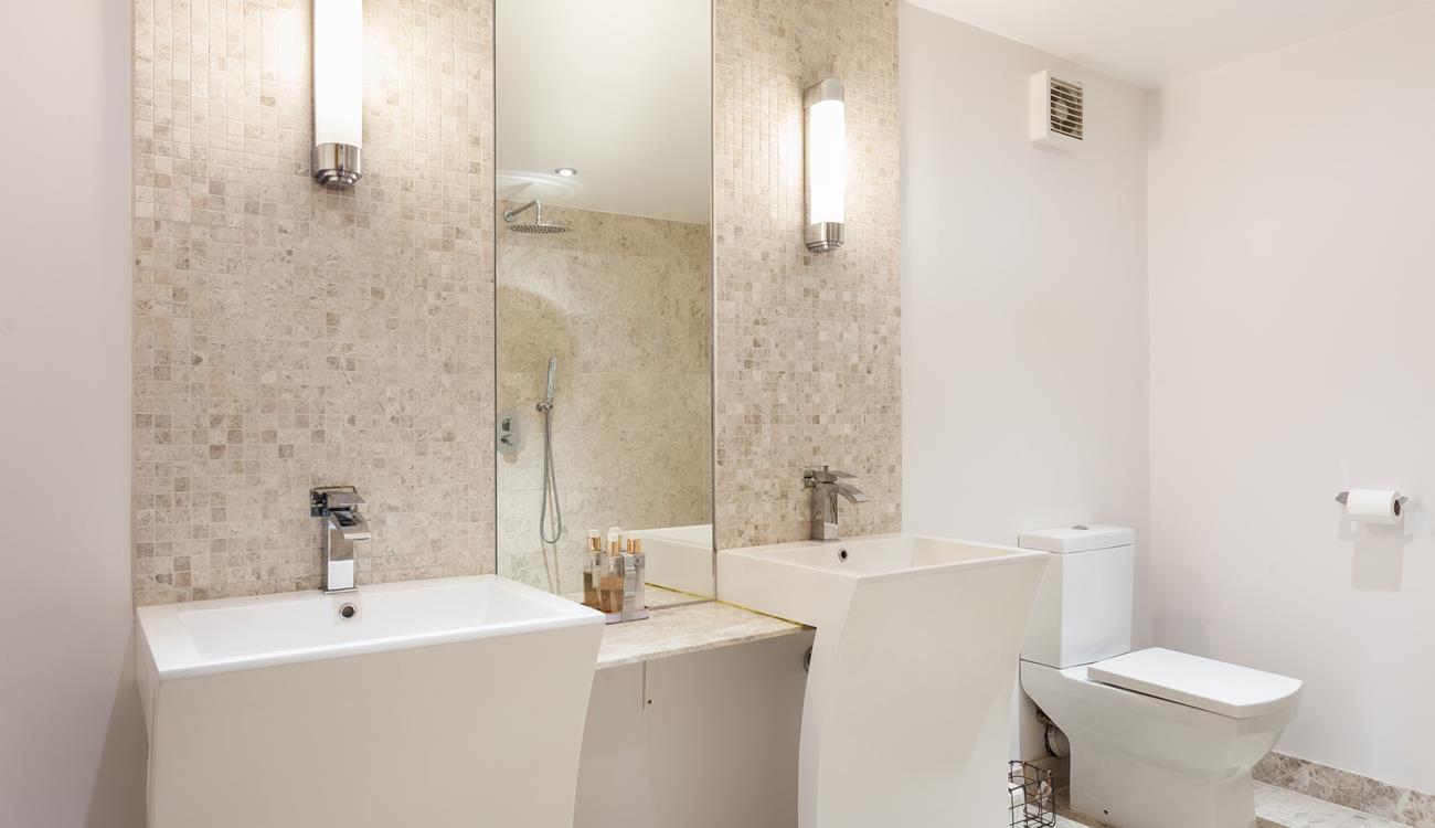 Get ready for the day in the stylish bathroom and then head into St Ives to explore its quaint shops.