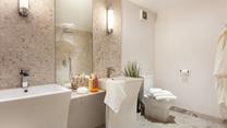 The ensuite from bedroom 4 has designer Jack and Jill washbasins.