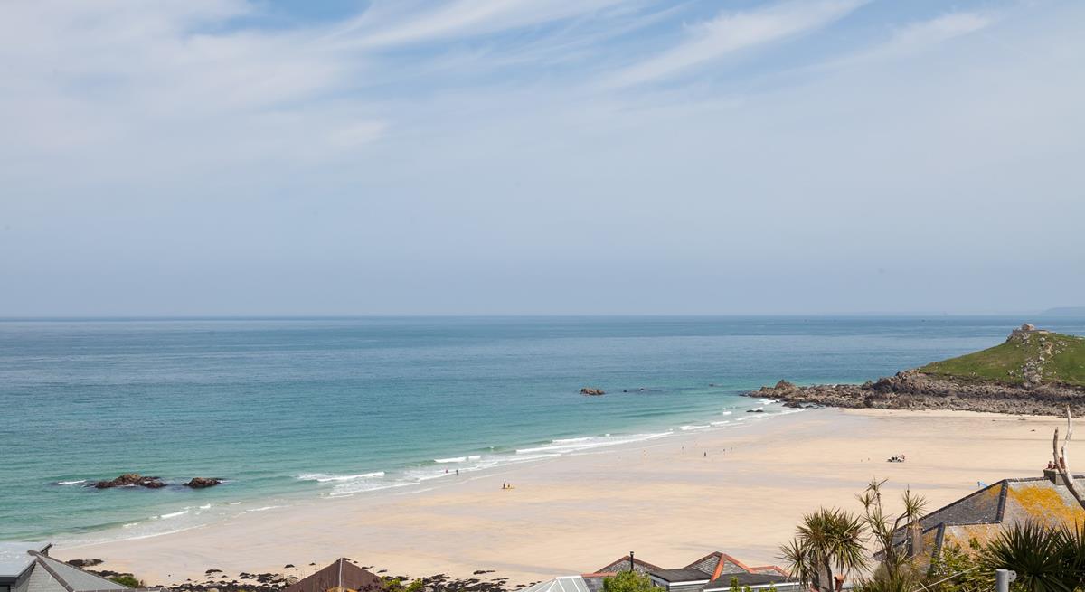 The view for Higher Carthew is stunning and looks over St Ives beach and bay.