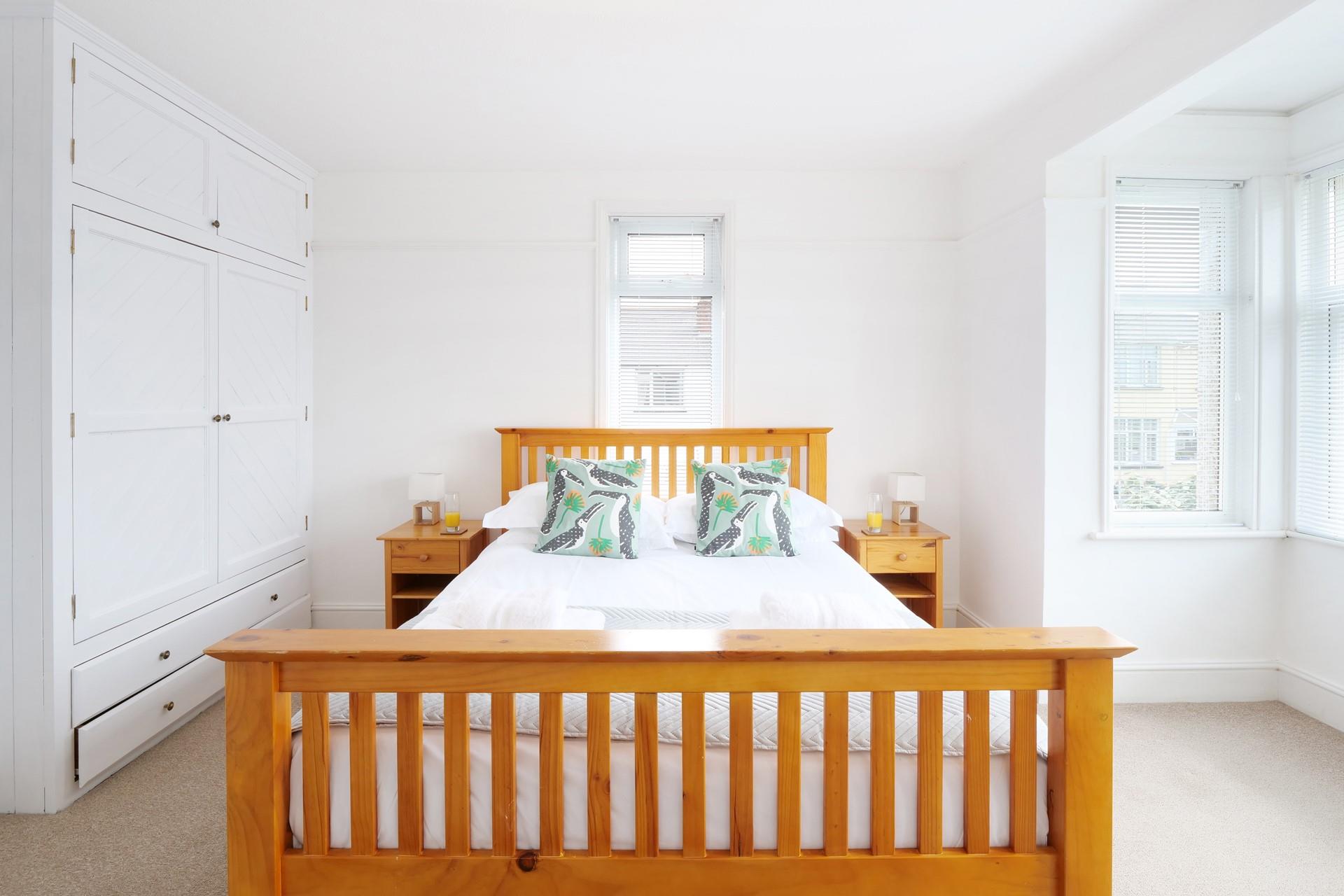 The large wardrobe has plenty of space for all your holiday clothes!