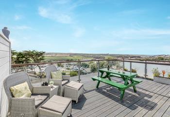 The roof terrace has gorgeous, far-reaching views towards Crantock.