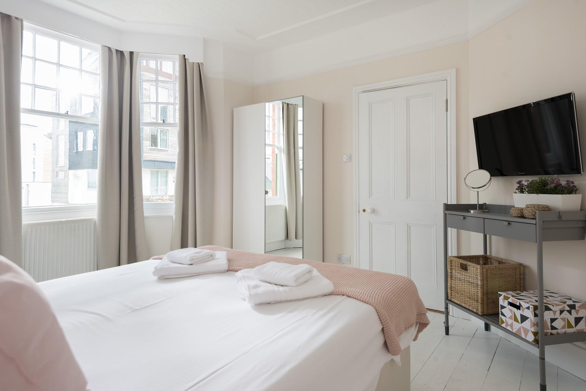 There are TV's in all of the bedrooms, as well as comfortable beds and rustic chic wooden flooring. 